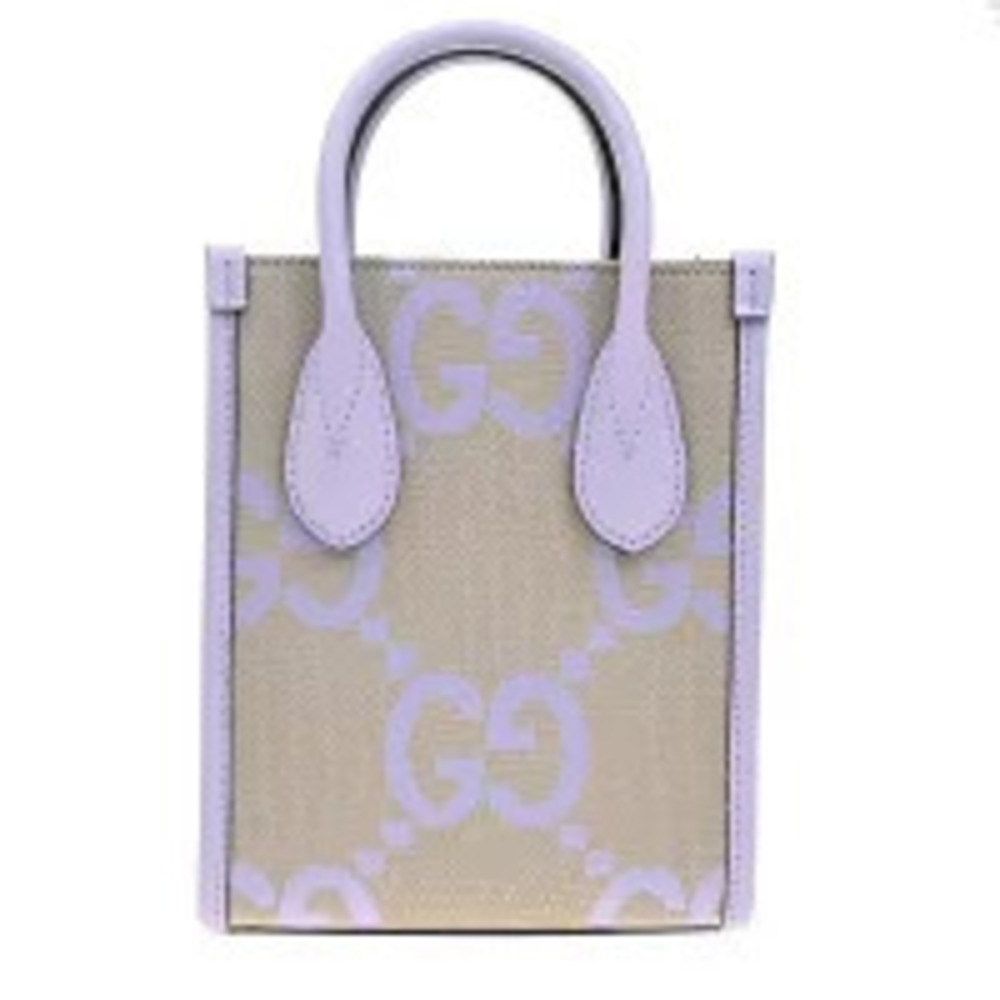 Gucci Jumbo GG Shoulder Bag Canvas Purple Beige - Picture 3 of 7